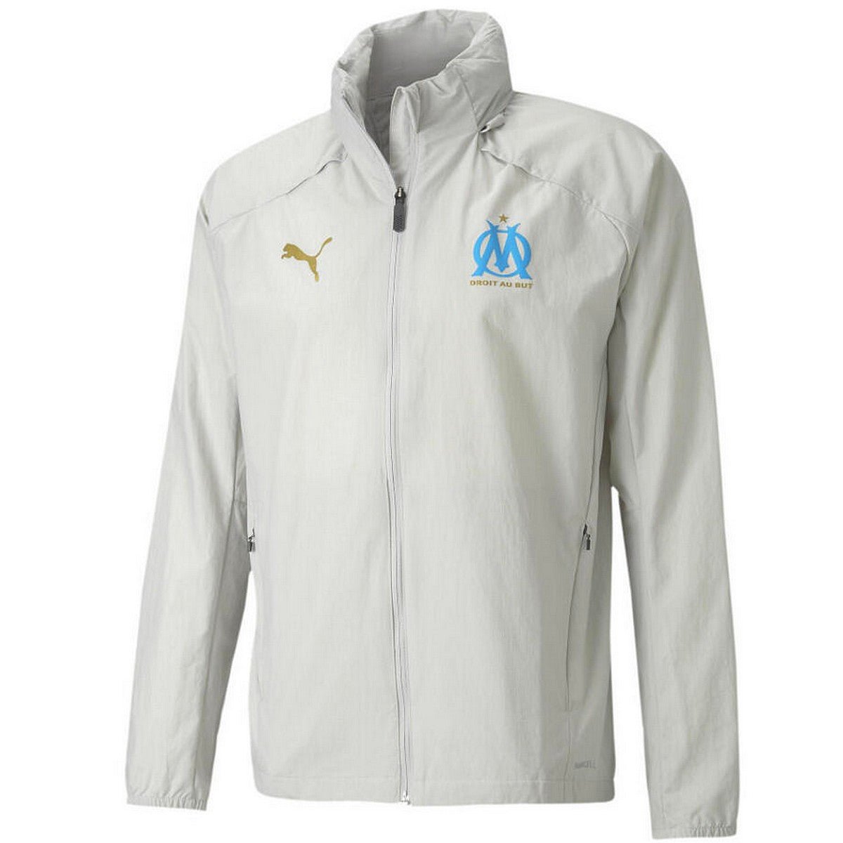 Olympique Marseille soccer training rain jacket 2021 light grey - Puma - shop_name